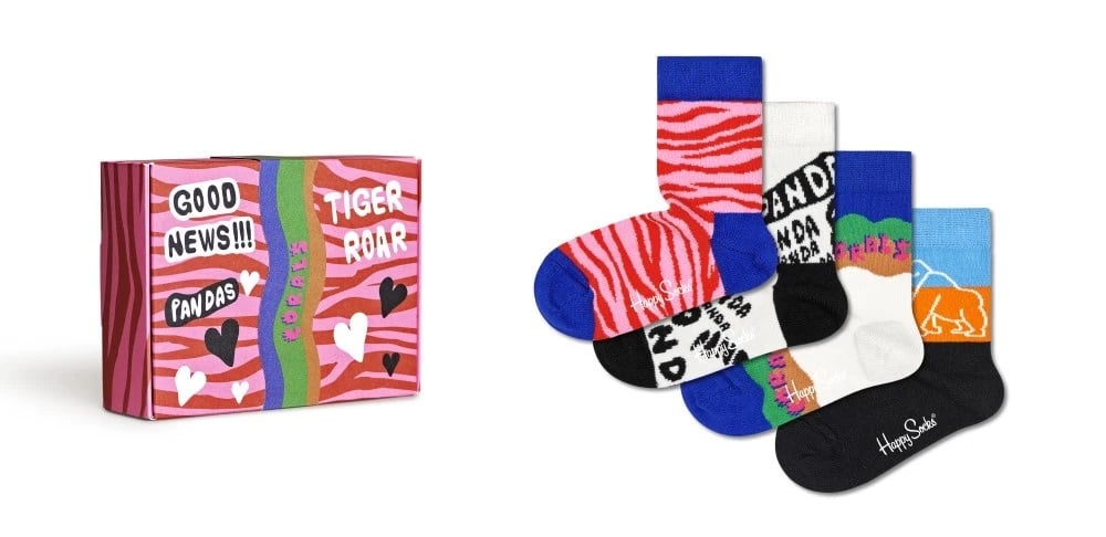 Happy Socks x WWF kindersokken giftbox Pink Things